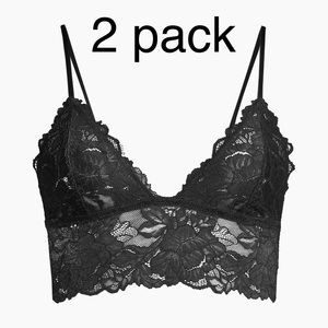 NWT Free People Intimately Everyday Lace Long Line 2 pack Black Large